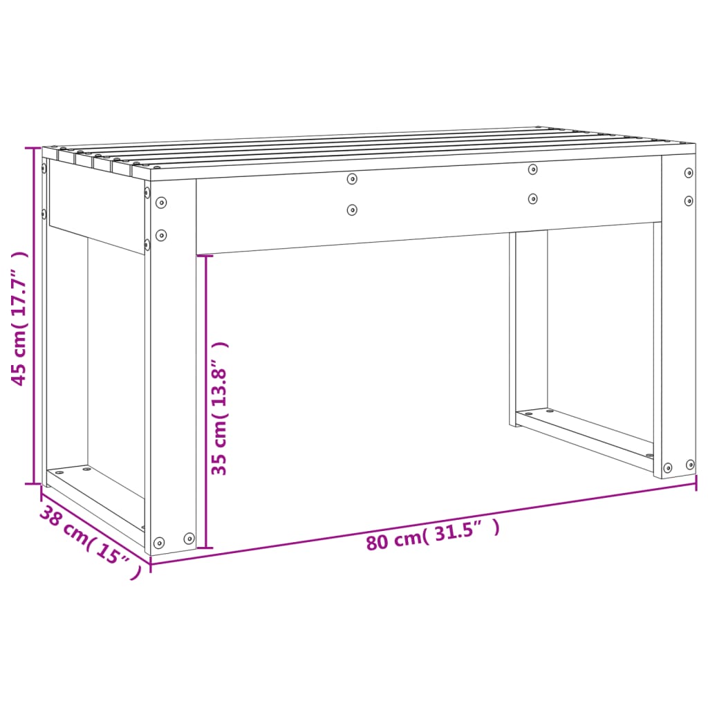 vidaXL Gartenbank 80x38x45 cm Massivholz Douglasie