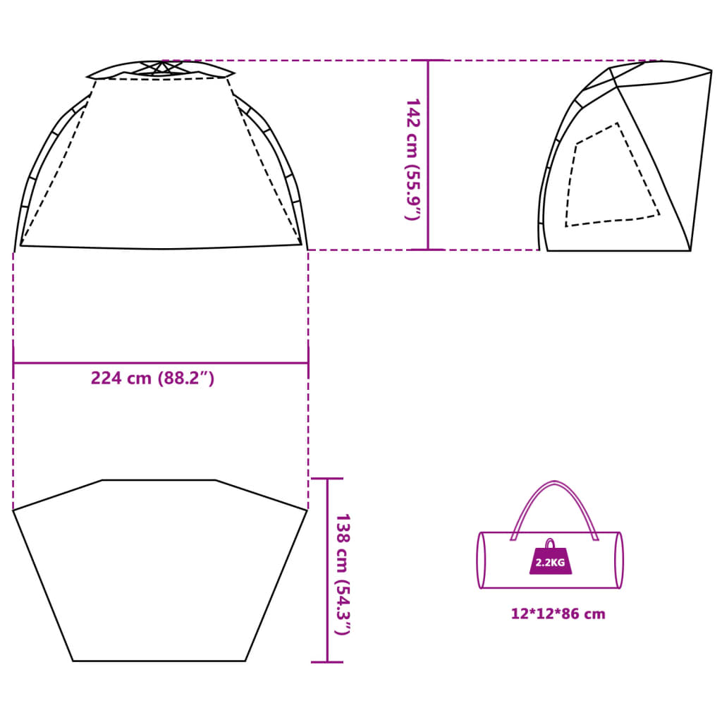 vidaXL Strandzelt 2 Personen Seegrün Quick Release Wasserdicht