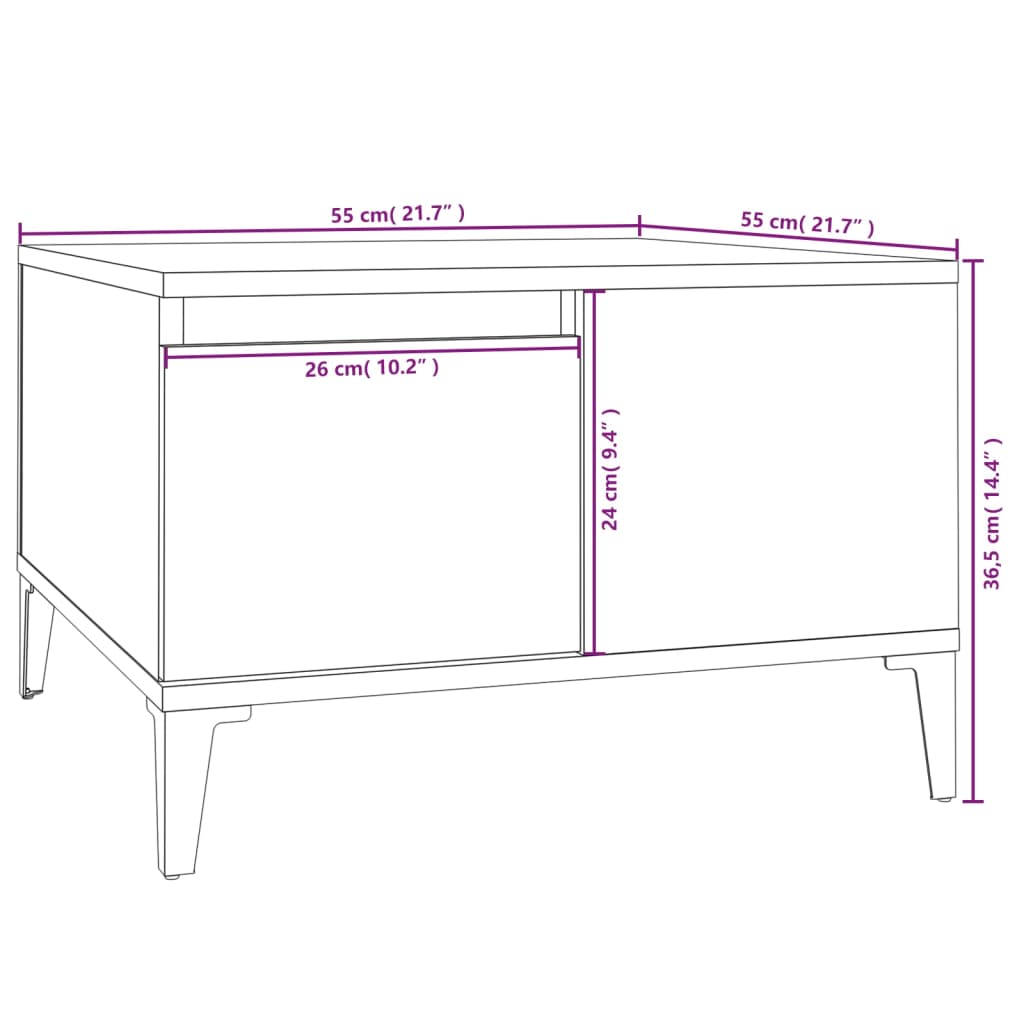 vidaXL Couchtisch Betongrau 55x55x36,5 cm Holzwerkstoff