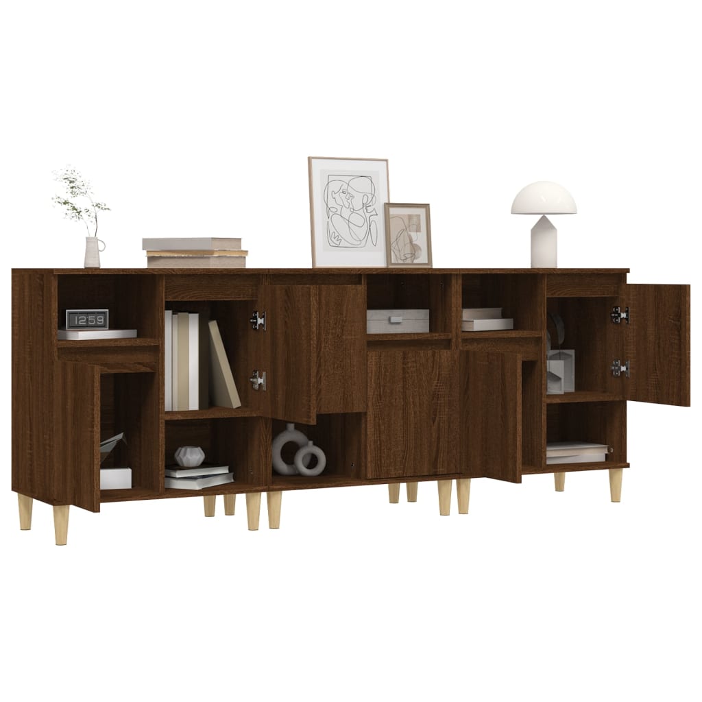 vidaXL Sideboards 3 Stk. Braun Eichen-Optik 60x35x70 cm Holzwerkstoff