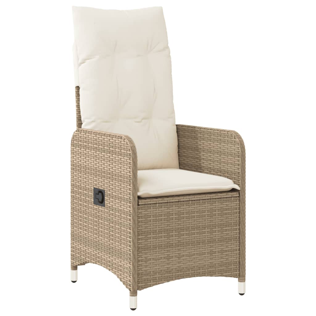 vidaXL 3-tlg. Garten-Bistro-Set mit Kissen Beige Poly Rattan