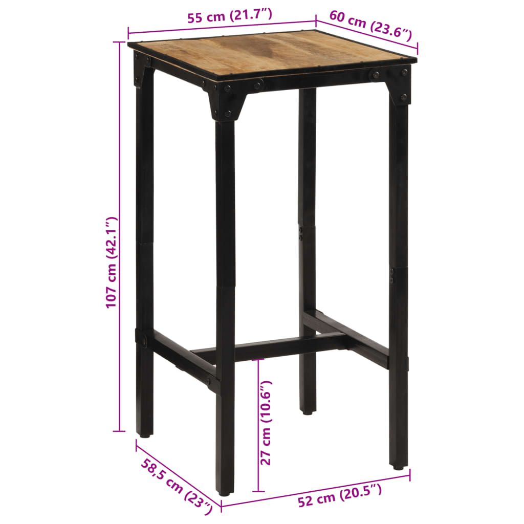 vidaXL 3-tlg. Bar-Set Raues Mangoholz und Metall