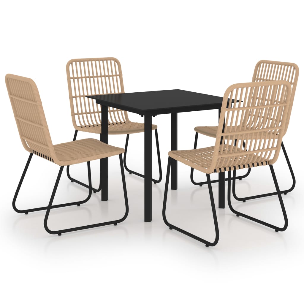 vidaXL 5-tlg. Garten-Essgruppe Poly Rattan und Glas