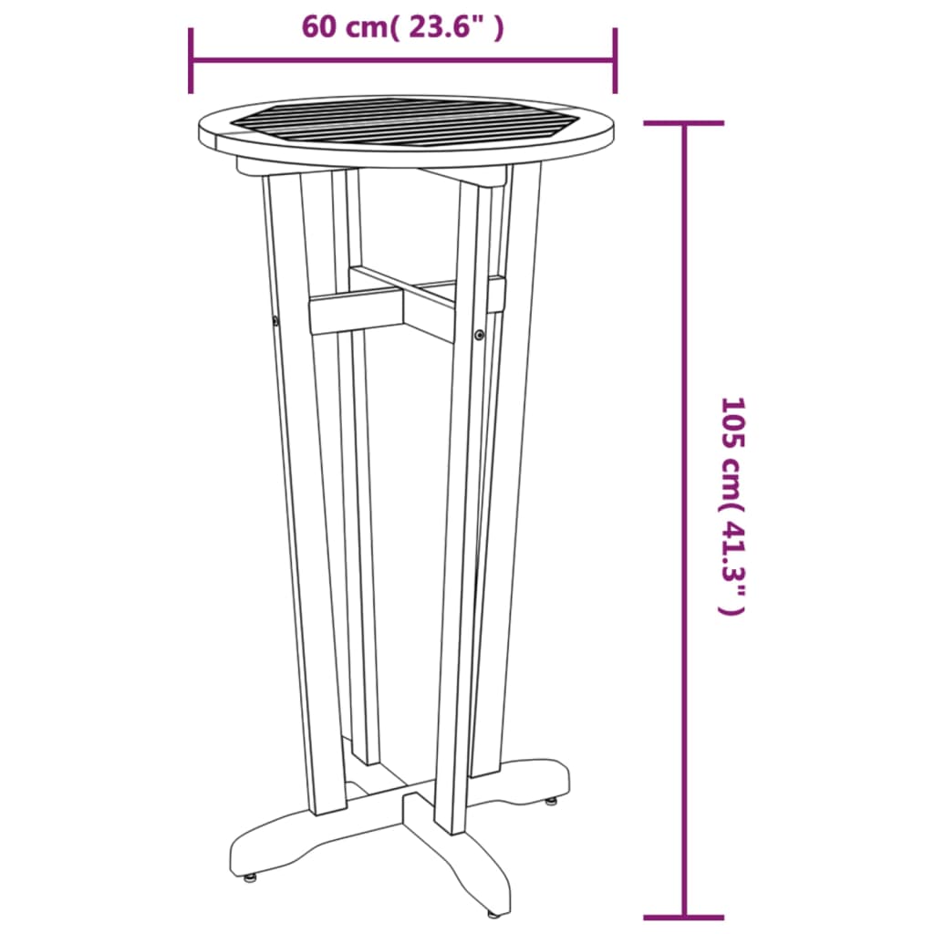 vidaXL 3-tlg. Gartenbar-Set Massivholz Akazie