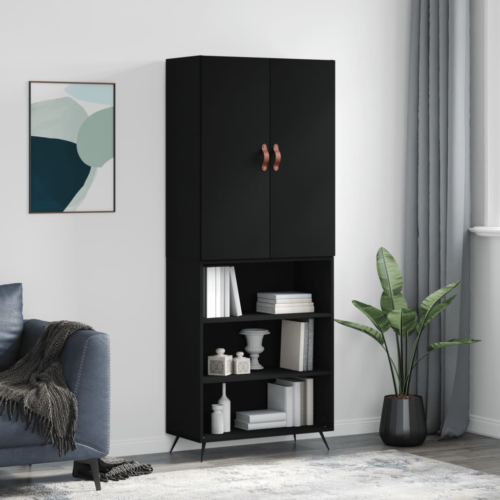 vidaXL Highboard Schwarz 69,5x34x180 cm Holzwerkstoff