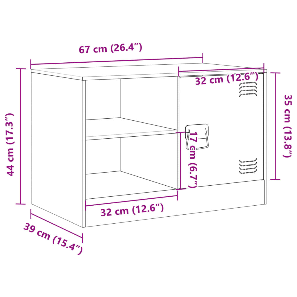 vidaXL TV-Schränke 2 Stk. Anthrazit 67x39x44 cm Stahl