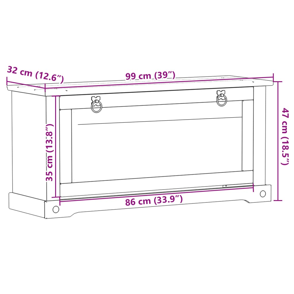 vidaXL Schuhschrank Corona 99x32x47 cm Massivholz Kiefer