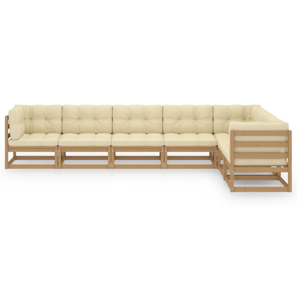 vidaXL 7-tlg Garten-Lounge-Set mit Kissen Honigbraun Massivholz Kiefer