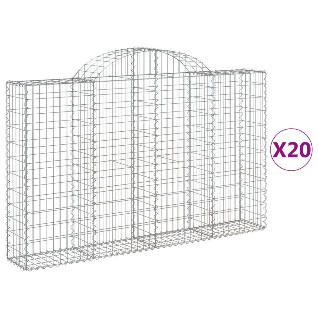 vidaXL Gabionen mit Hochbogen 20Stk. 200x30x120/140cm Verzinktes Eisen