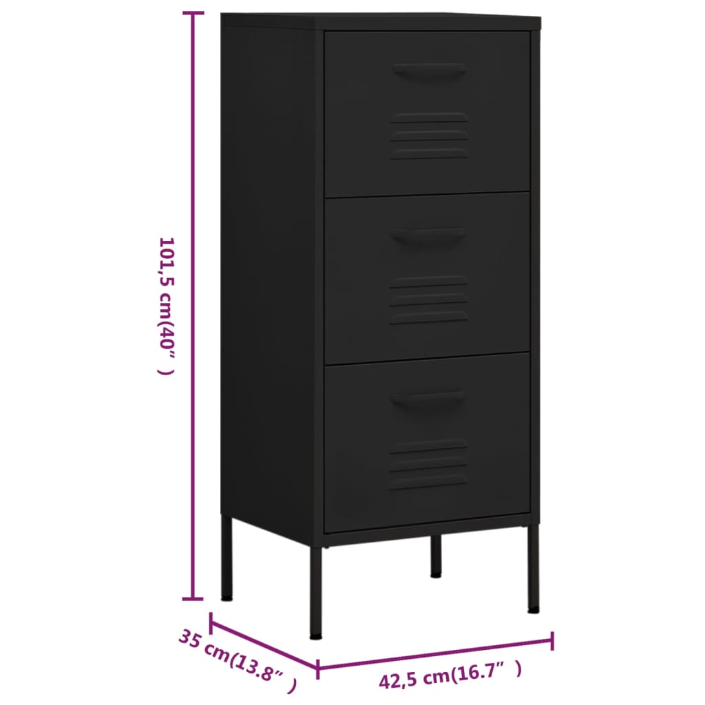 vidaXL Lagerschrank Schwarz 42,5x35x101,5 cm Stahl