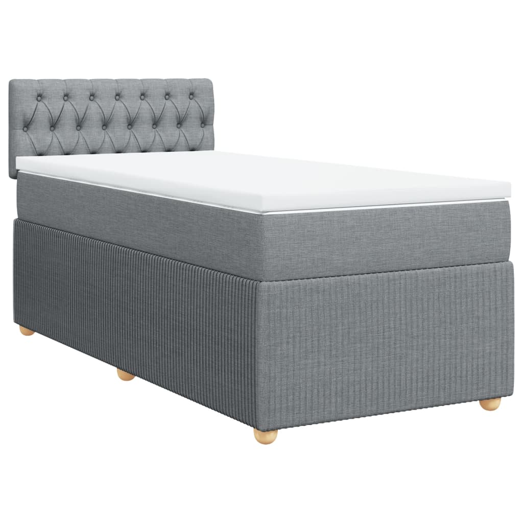 vidaXL Boxspringbett mit Matratze Hellgrau 90x200 cm Stoff