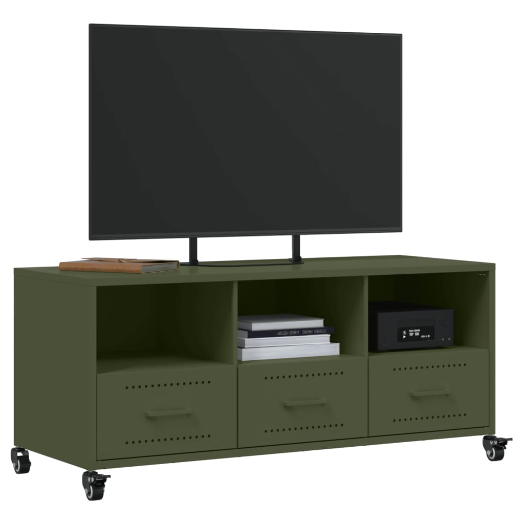 vidaXL TV-Schrank Olivgrün 100,5x39x43,5 cm Stahl