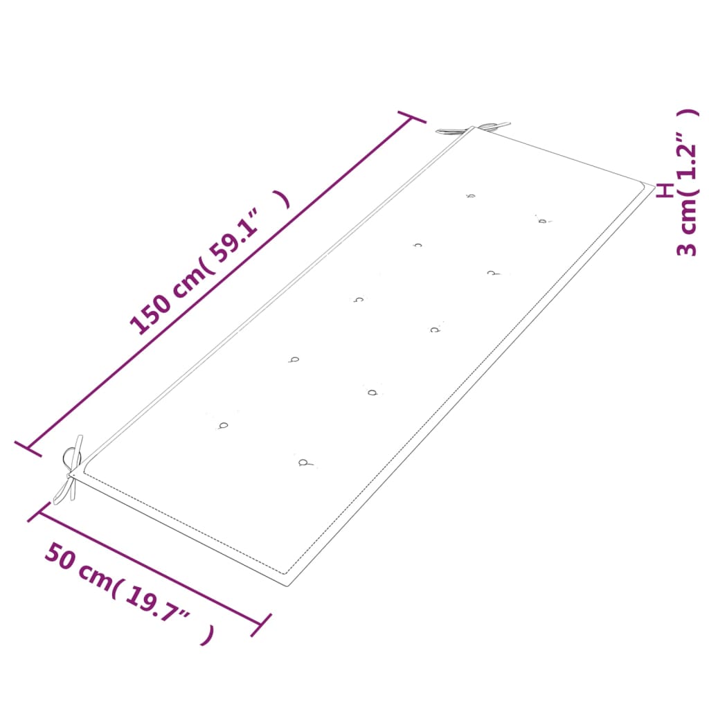 vidaXL Batavia-Bank mit Hellgrünem Kissen 150 cm Massivholz Teak