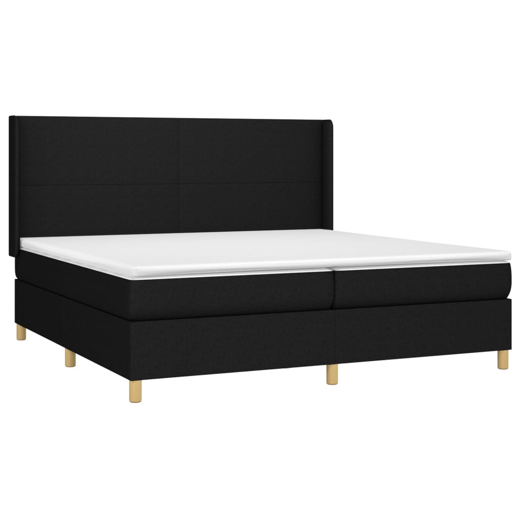 vidaXL Boxspringbett mit Matratze & LED Schwarz 200x200 cm Stoff