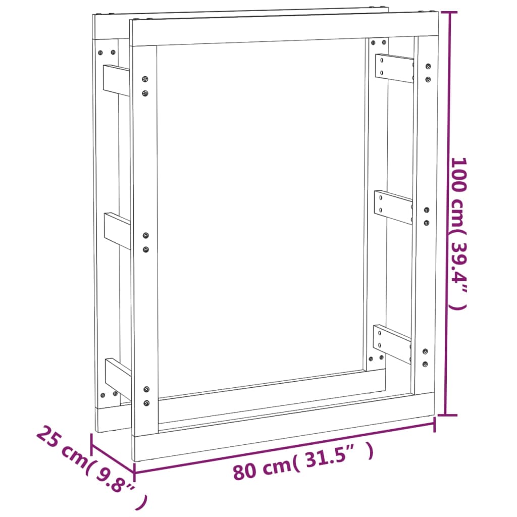 vidaXL Kaminholzregal Grau 80x25x100 cm Massivholz Kiefer