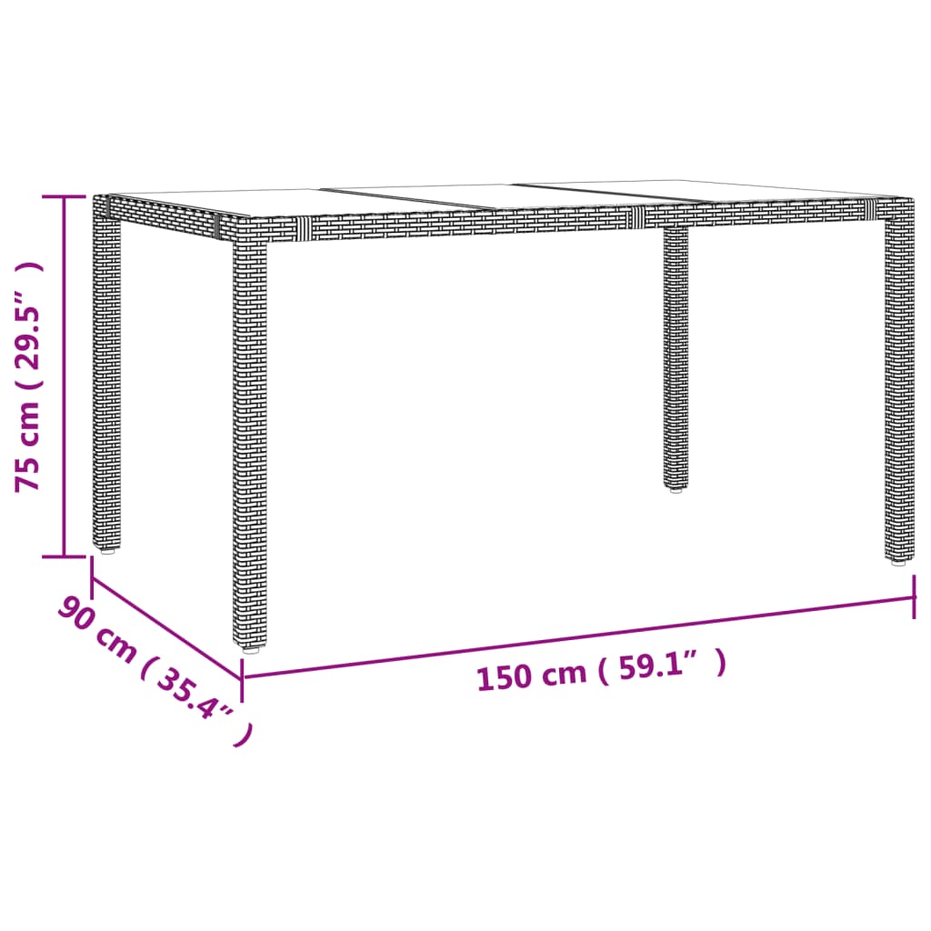 vidaXL 7-tlg. Garten-Essgruppe mit Kissen Schwarz Poly Rattan