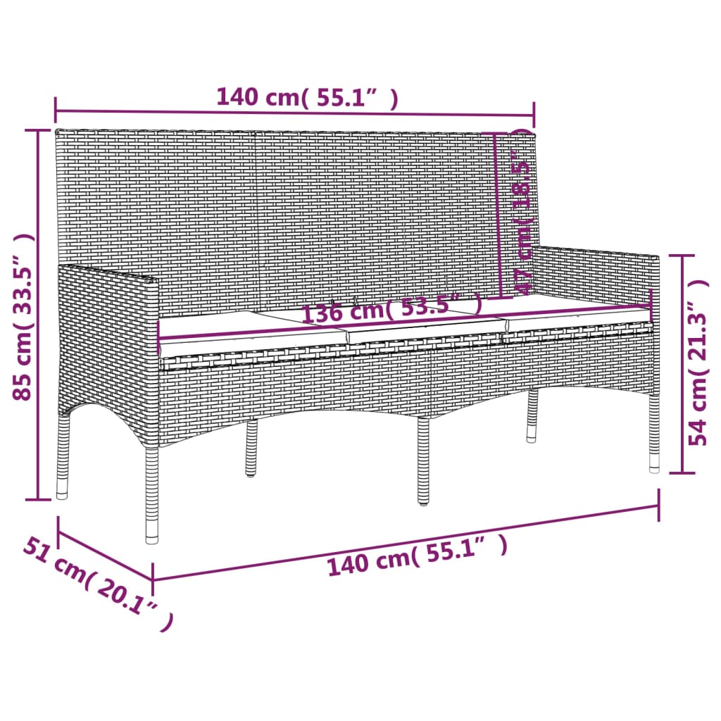 vidaXL 4-tlg. Garten-Lounge-Set mit Kissen Braun Poly Rattan