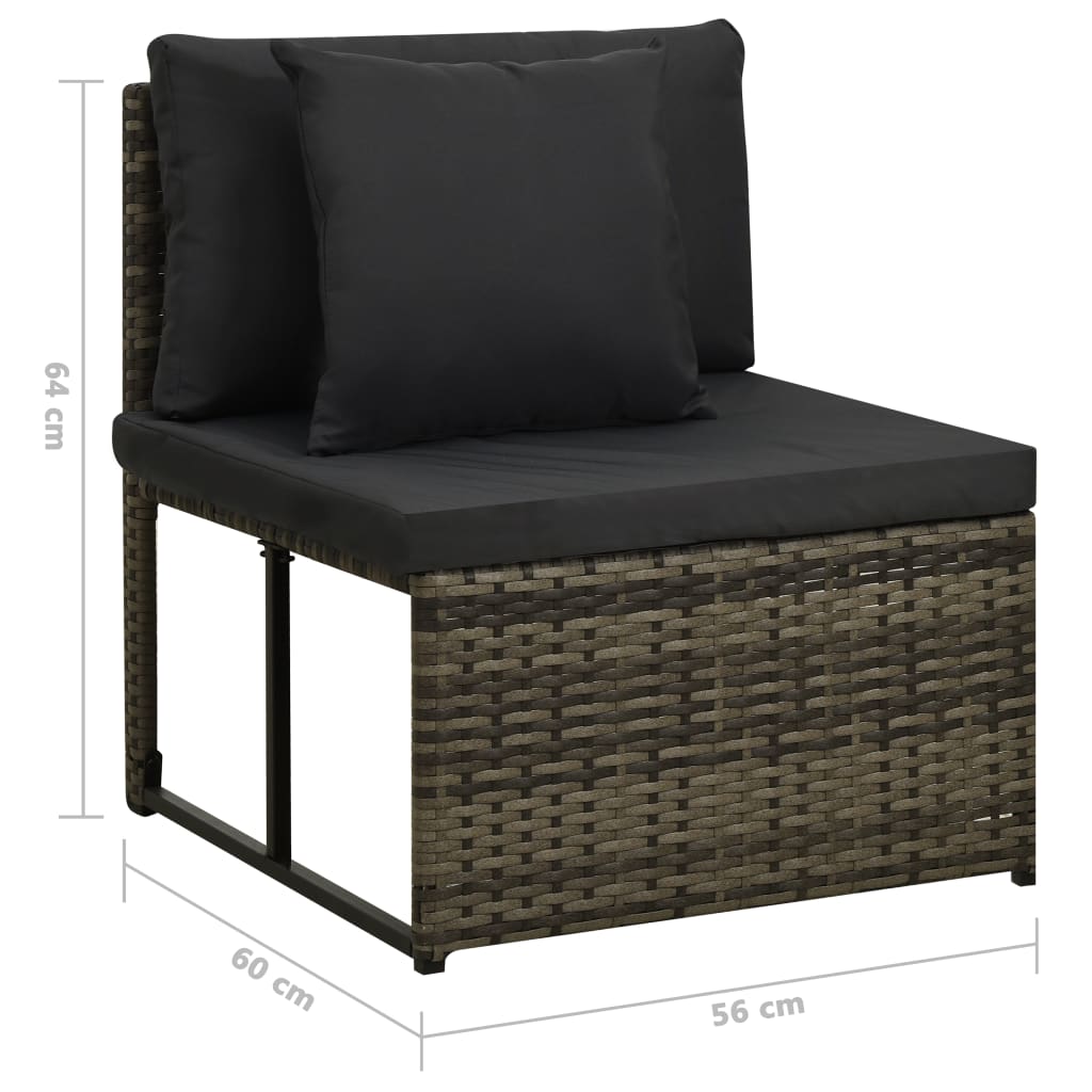 vidaXL 8-tlg. Garten-Lounge-Set mit Kissen Poly Rattan Grau