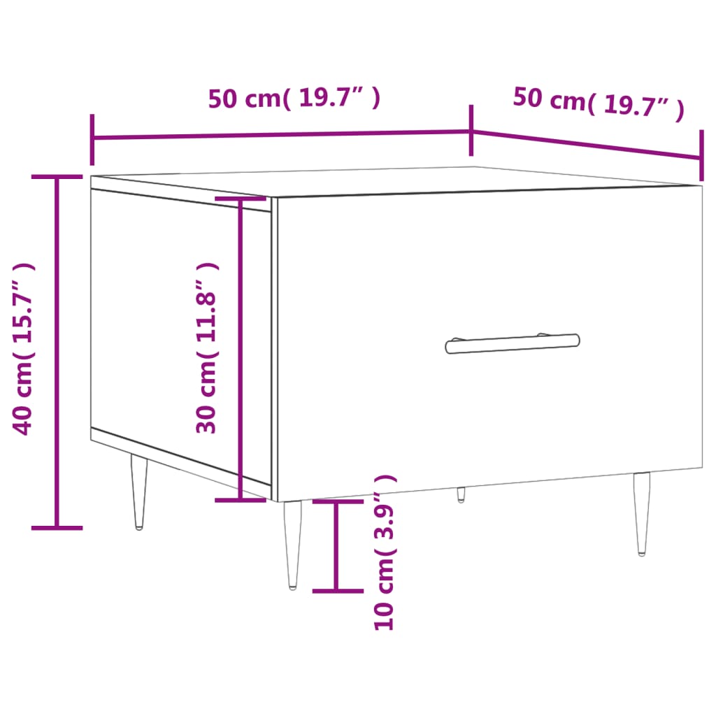 vidaXL Couchtisch Hochglanz-Weiß 50x50x40 cm Holzwerkstoff