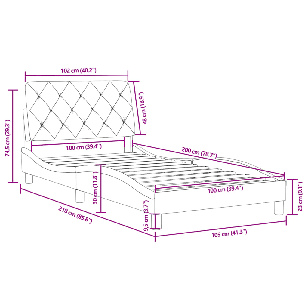 vidaXL Bettgestell ohne Matratze Dunkelgrau 100x200 cm Samt