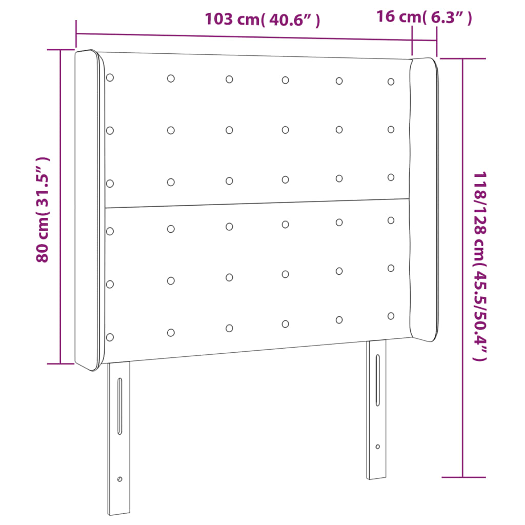 vidaXL LED Kopfteil Dunkelgrau 103x16x118/128 cm Stoff