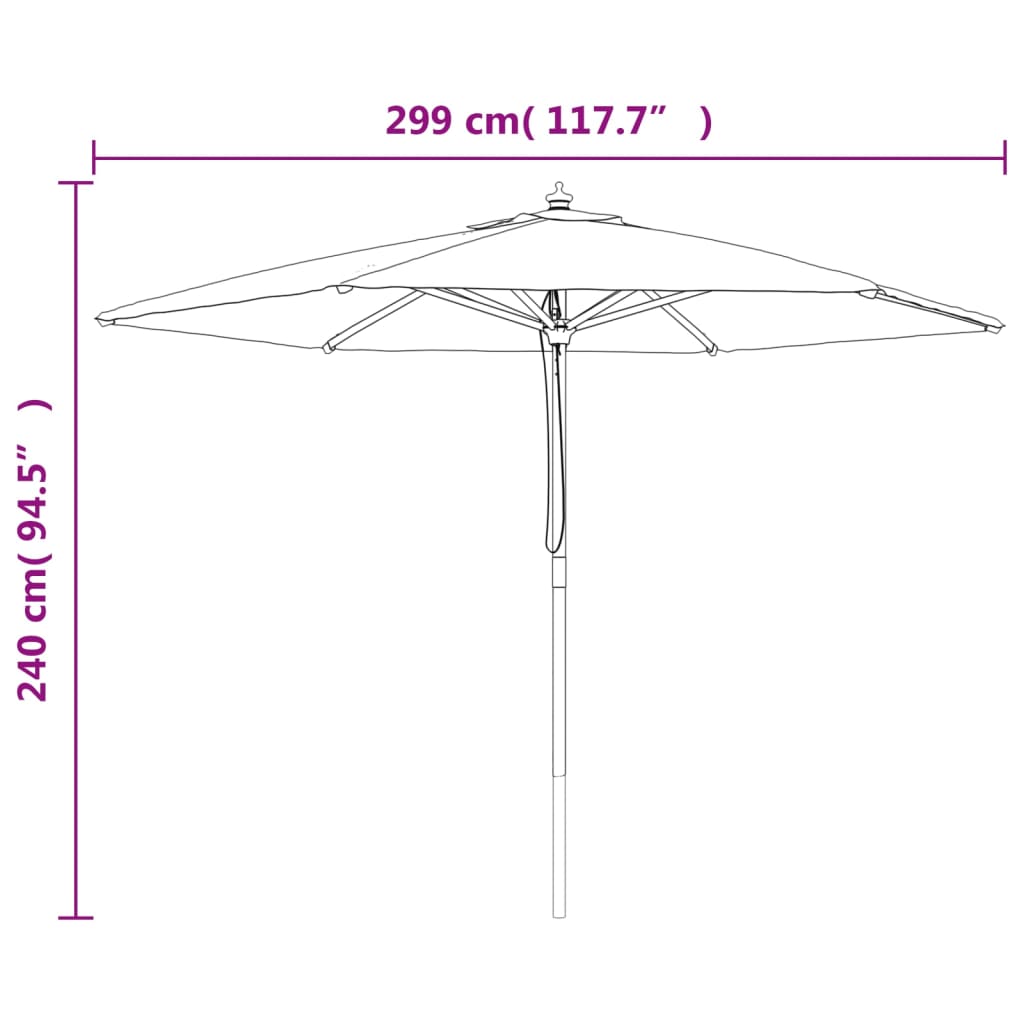 vidaXL Sonnenschirm mit Holzmast Terrakotta 299x240 cm