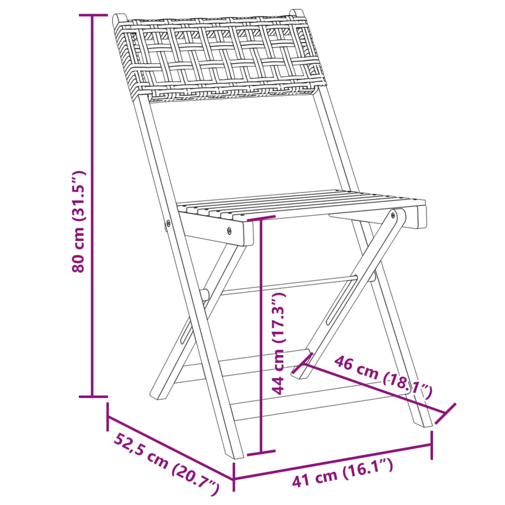 vidaXL Gartenstühle 4 Stk. Klappbar Beige Poly Rattan & Massivholz