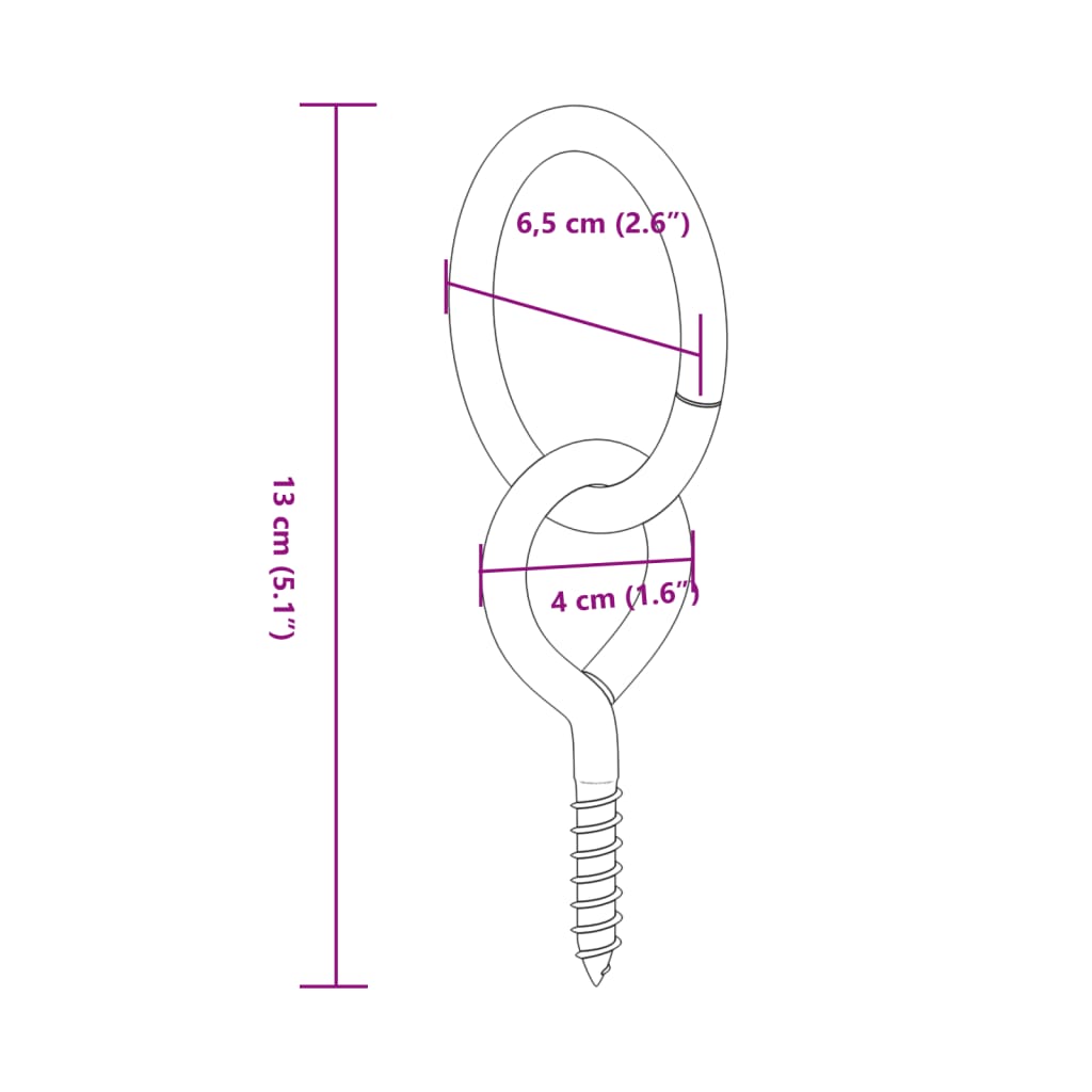 vidaXL Anbinderinge mit Ösenschrauben 3 Stk. Silbern Stahl