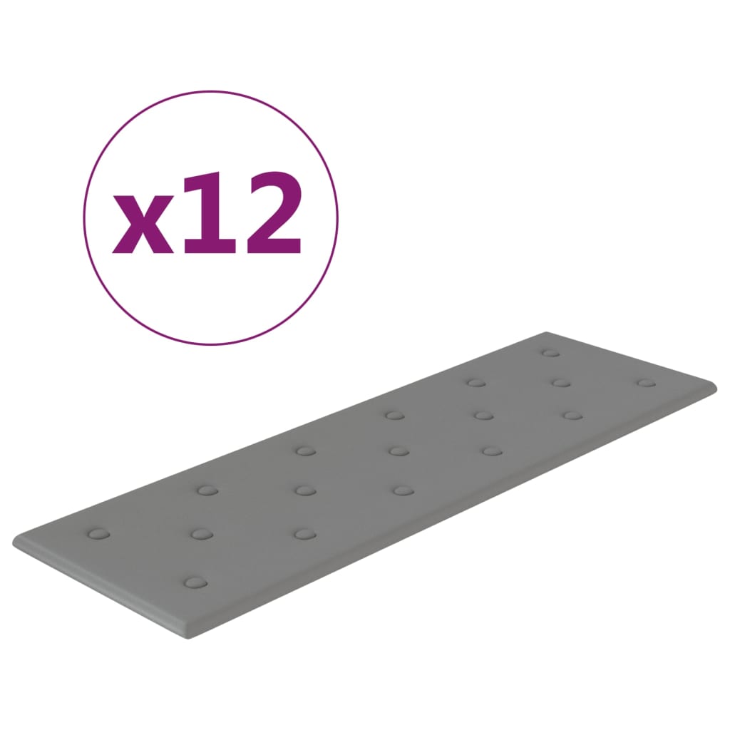 vidaXL Wandpaneele 12 Stk. Grau 90x30 cm Kunstleder 3,24 m²