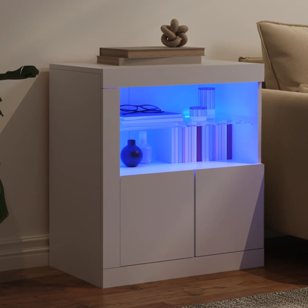 vidaXL Sideboard mit LED-Beleuchtung Weiß 60,5x37x67 cm