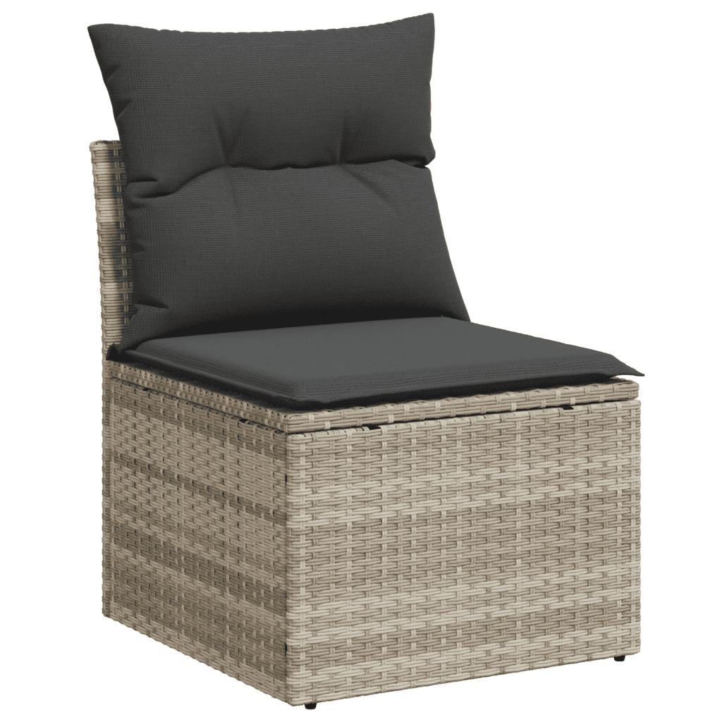 vidaXL 8-tlg. Garten-Sofagarnitur mit Kissen Hellgrau Poly Rattan