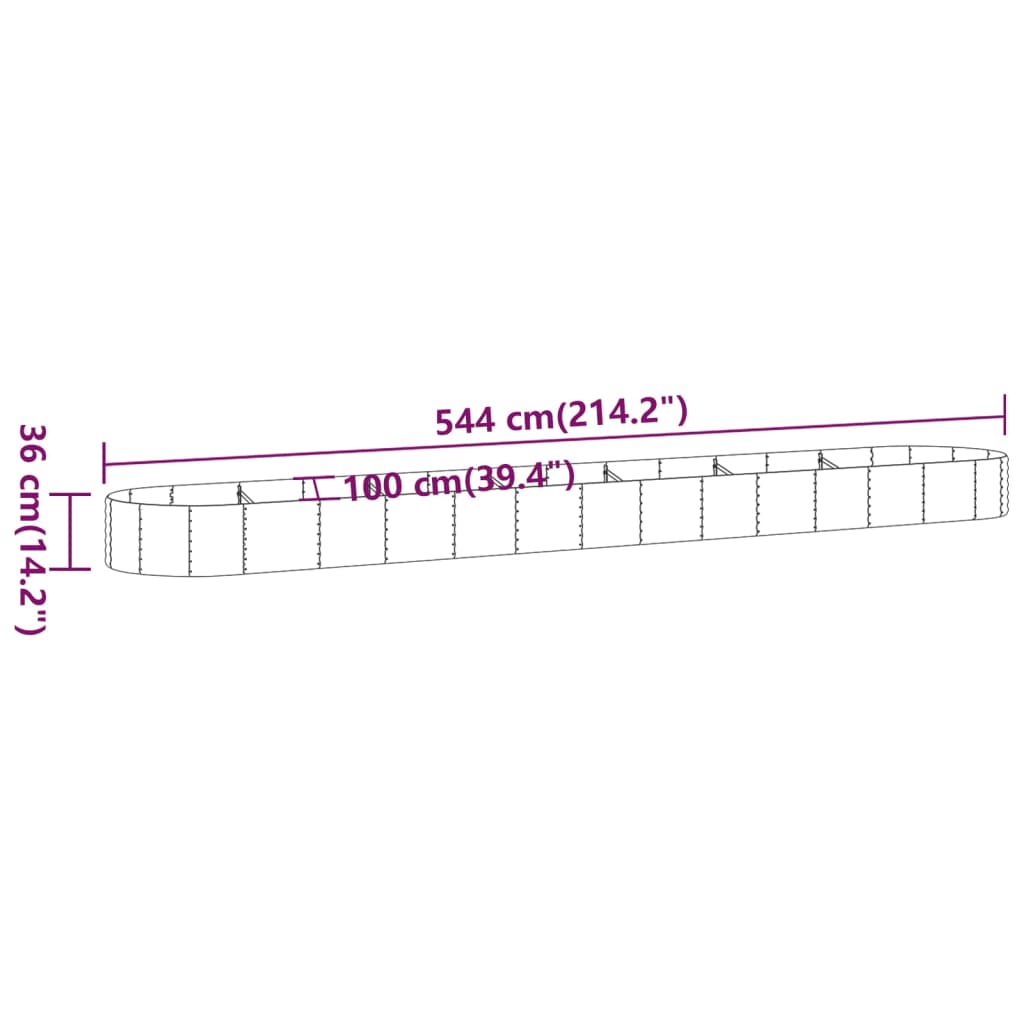 vidaXL Hochbeet Pulverbeschichteter Stahl 544x100x36 cm Braun