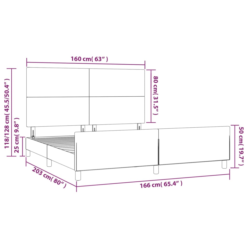 vidaXL Bettgestell ohne Matratze Schwarz 160x200 cm Samt