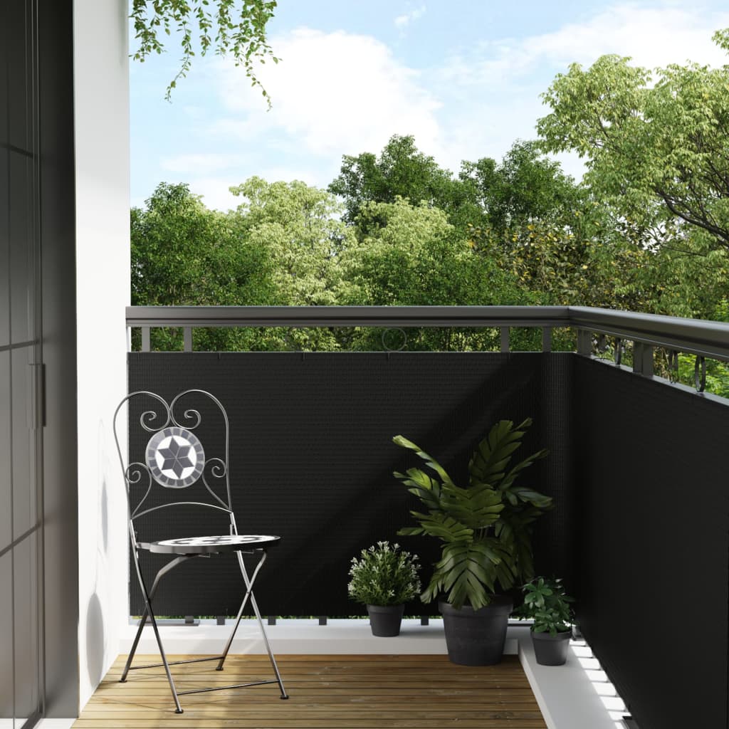 vidaXL Balkon-Sichtschutz Schwarz 600x100 cm Poly Rattan