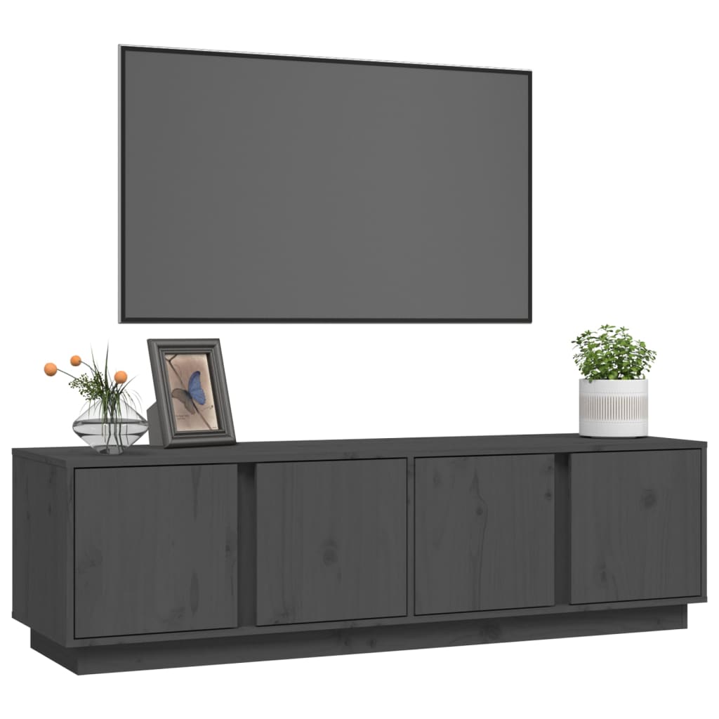 vidaXL TV-Schrank Grau 140x40x40 cm Massivholz Kiefer