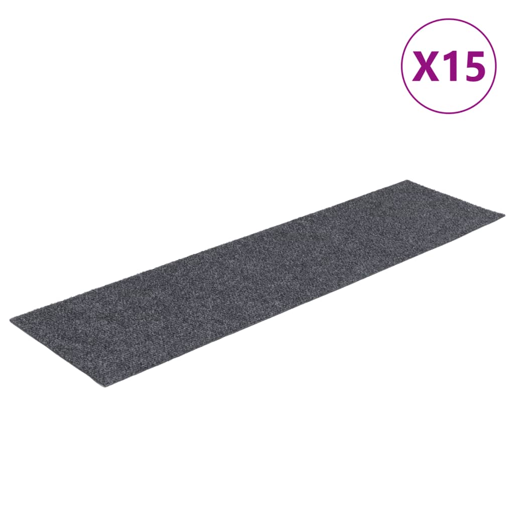 vidaXL Selbstklebende Treppenmatten 15 Stk. 76x20 cm Hellgrau