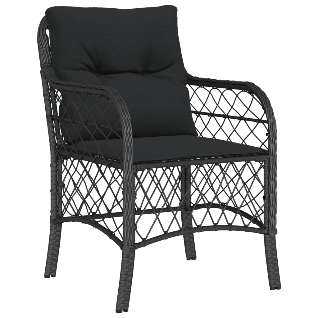 vidaXL 3-tlg. Bistro-Set mit Kissen Schwarz Poly Rattan