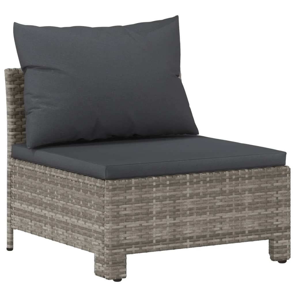 vidaXL 7-tlg. Garten-Lounge-Set mit Kissen Grau Poly Rattan