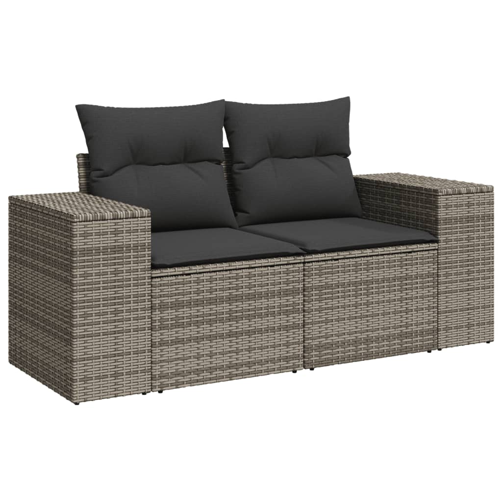 vidaXL 8-tlg. Garten-Sofagarnitur mit Kissen Grau Poly Rattan