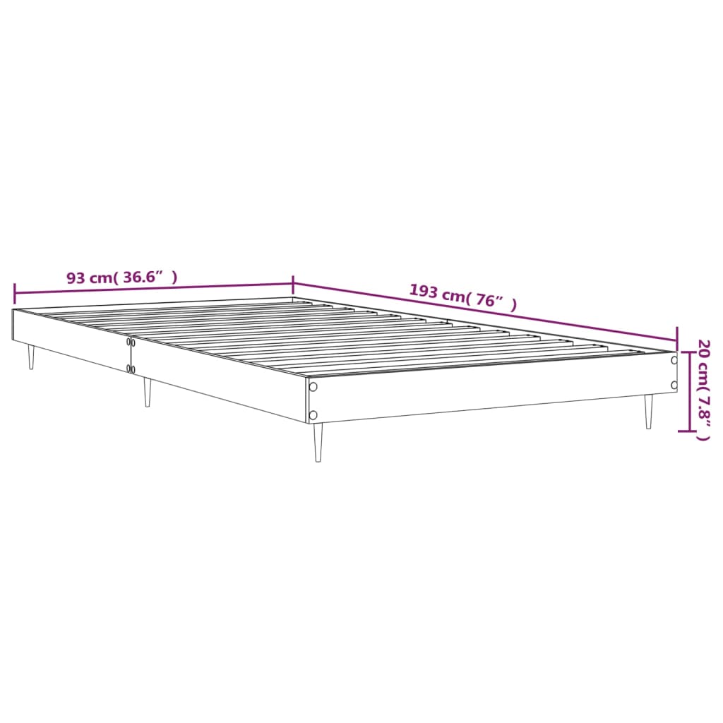 vidaXL Bettgestell Grau Sonoma 90x190 cm Holzwerkstoff