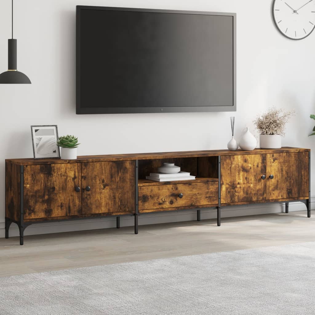 vidaXL TV-Schrank mit Schublade Räuchereiche 200x25x44cm Holzwerkstoff