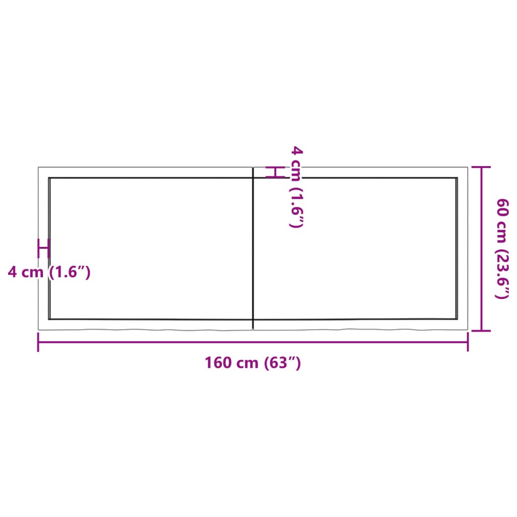 vidaXL Tischplatte Dunkelbraun 160x60x(2-6)cm Massivholz Eiche