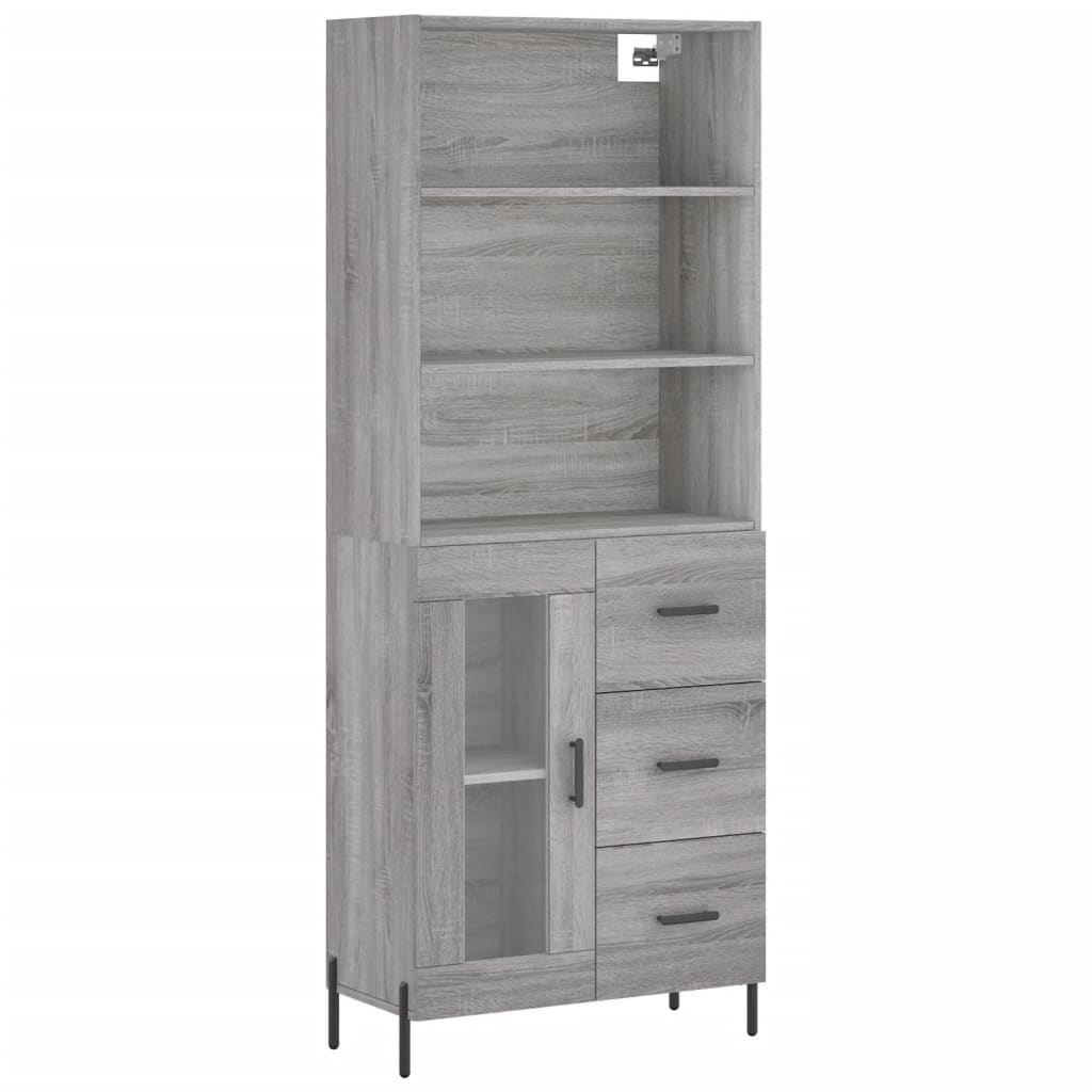 vidaXL Highboard Grau Sonoma 69,5x34x180 cm Holzwerkstoff