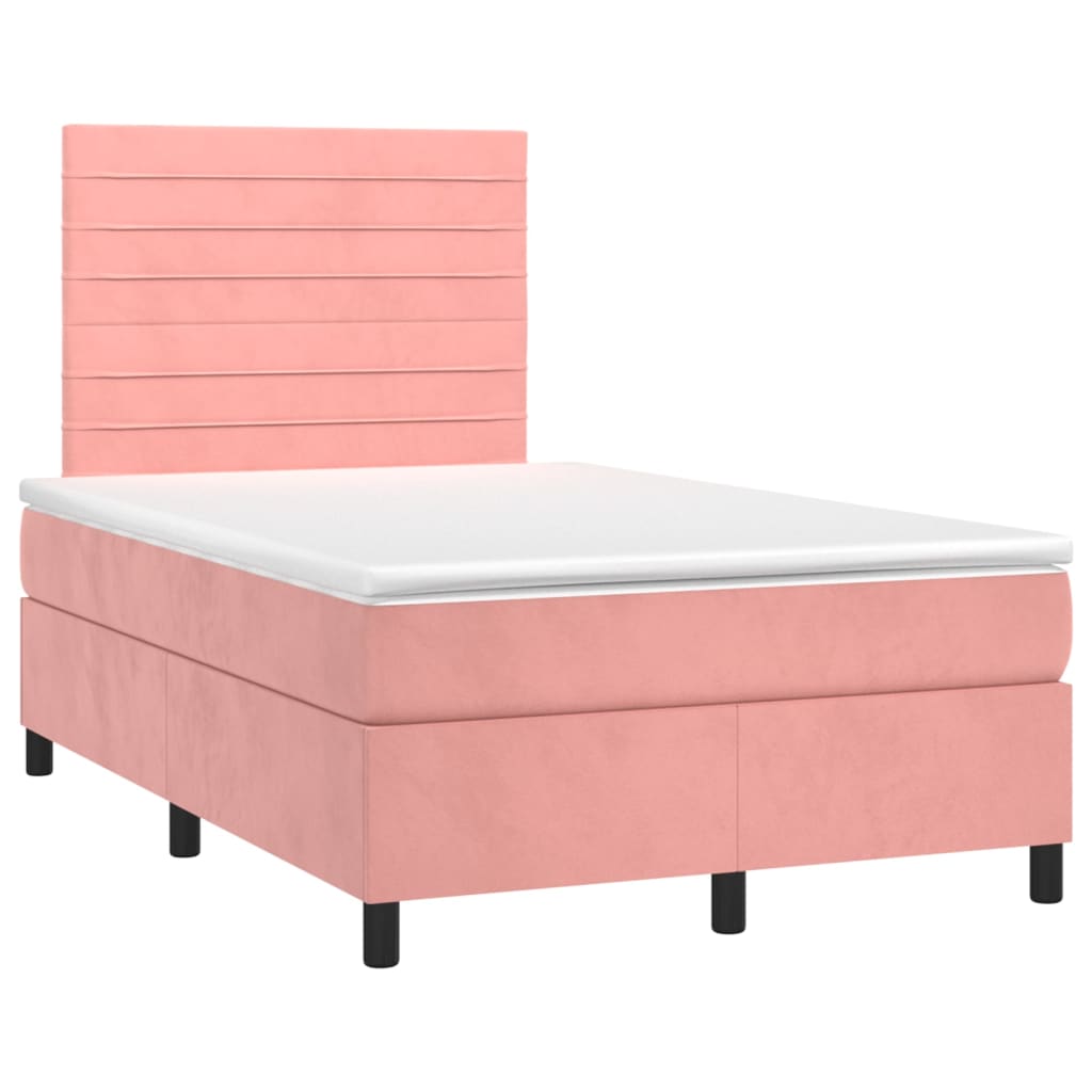 vidaXL Boxspringbett mit Matratze Rosa 120x200 cm Samt