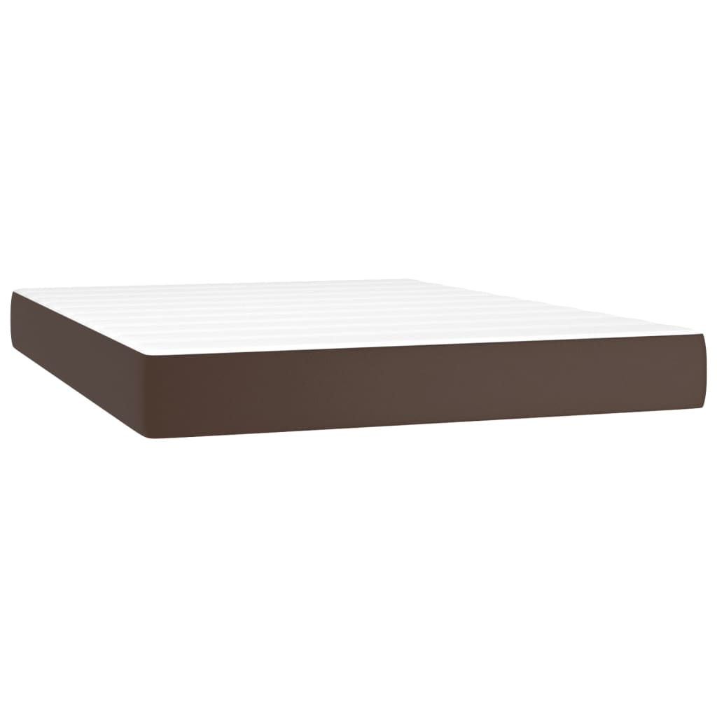 vidaXL Boxspringbett mit Matratze Braun 140x190 cm Kunstleder