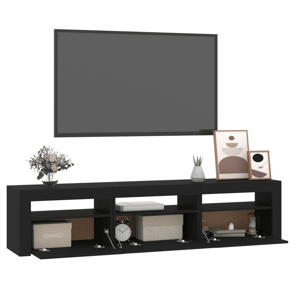 vidaXL TV-Schrank mit LED-Leuchten Schwarz 180x35x40 cm