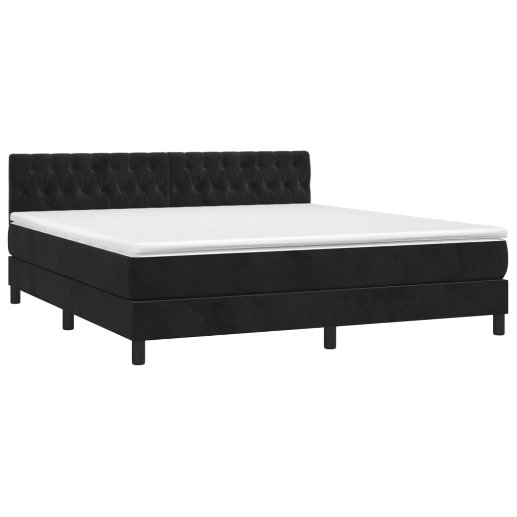 vidaXL Boxspringbett mit Matratze & LED Schwarz 180x200 cm Samt