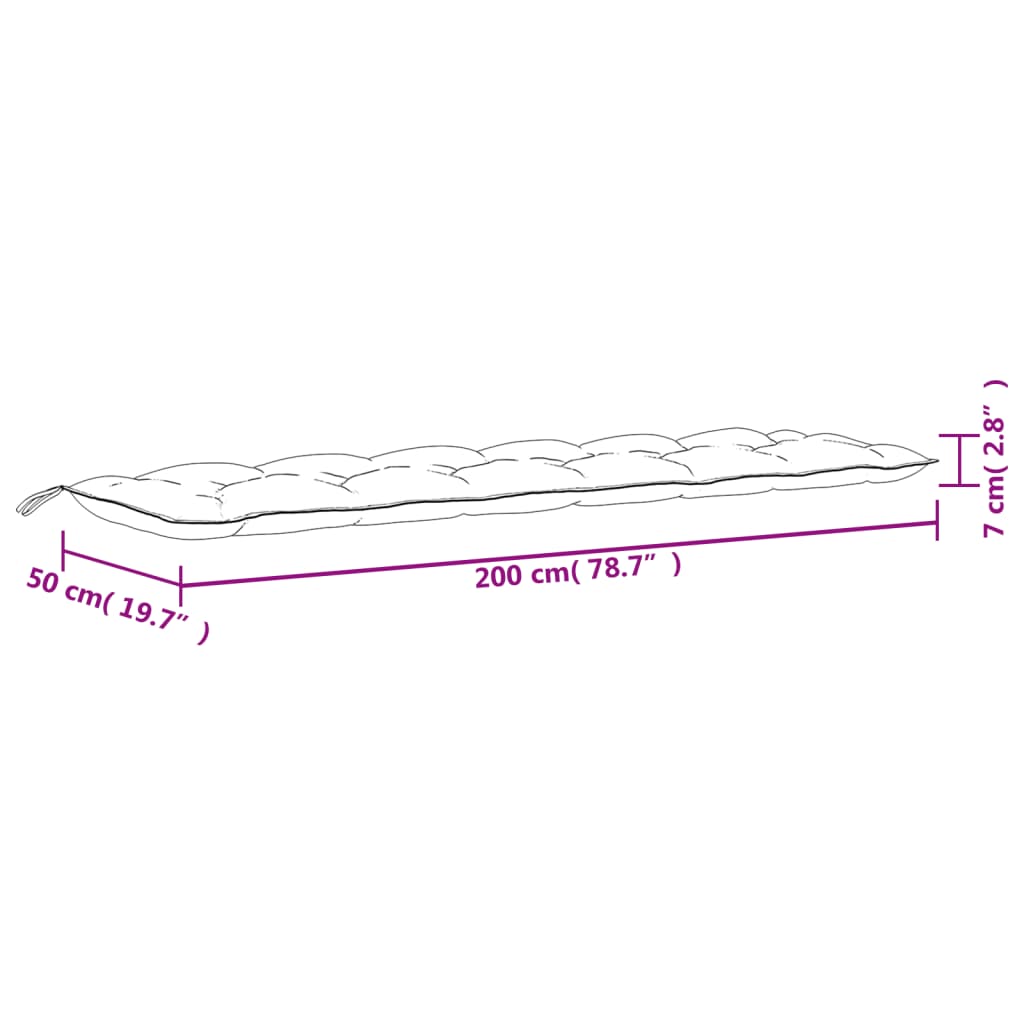 vidaXL Gartenbank-Auflage Blau&Weiß Gestreift 200x50x7 cm Stoff