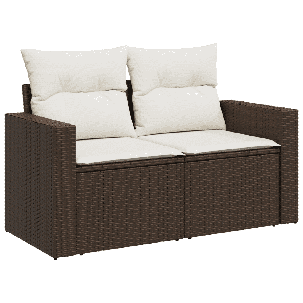 vidaXL 4-tlg. Garten-Sofagarnitur mit Kissen Braun Poly Rattan