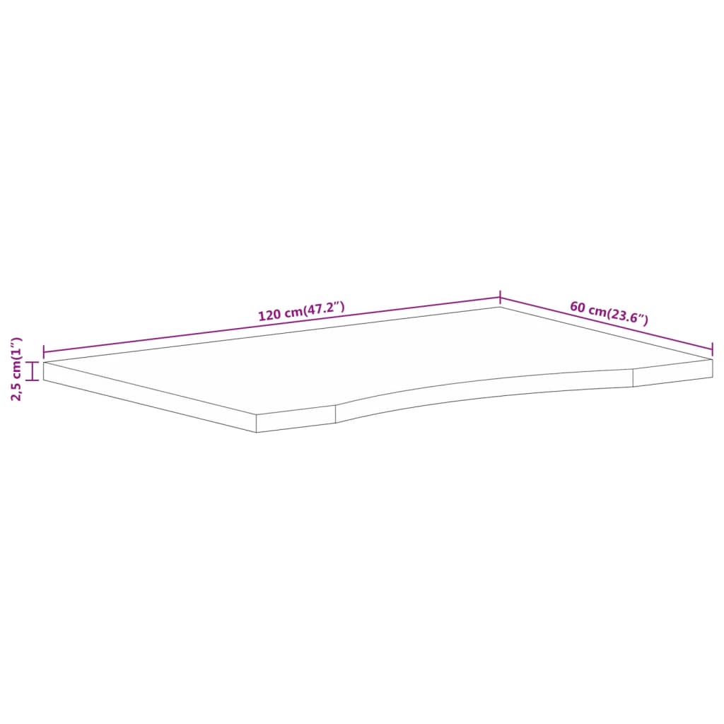 vidaXL Schreibtischplatte mit Aussparung 120x60x2,5cm Massivholz Mango